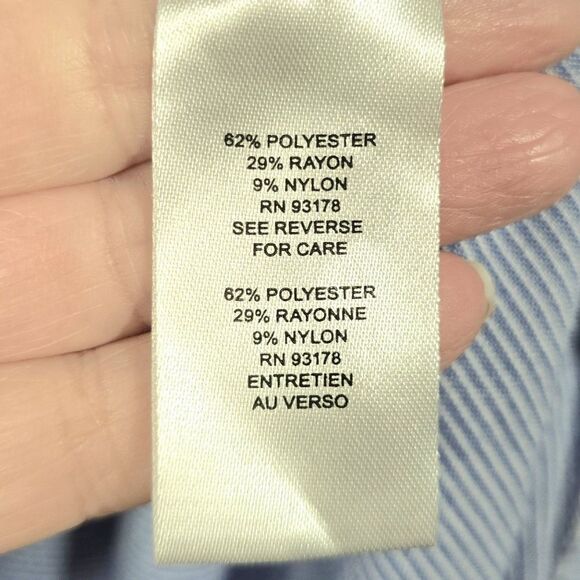 T Tahari Collared Button Down Dress Size 6 Blue Striped Midi Fit Flare - Picture 10 of 15